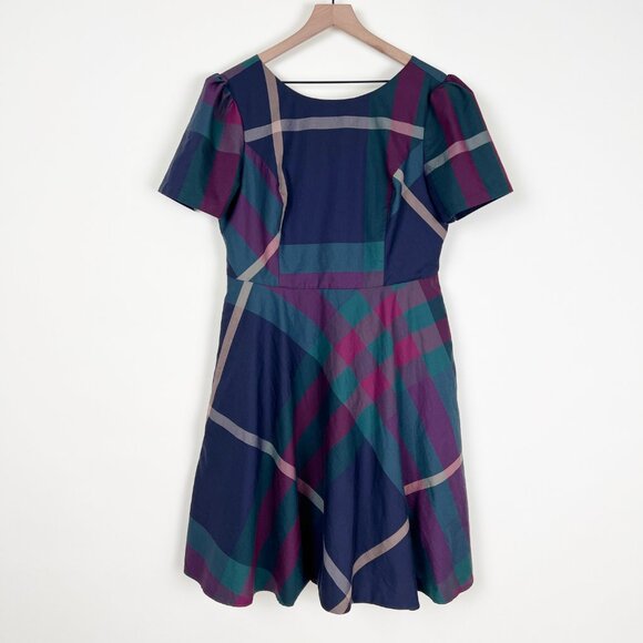 ModCloth Plaid Holiday Midi Dress Christmas Fall Winter Vintage Inspired Retro - Picture 3 of 10